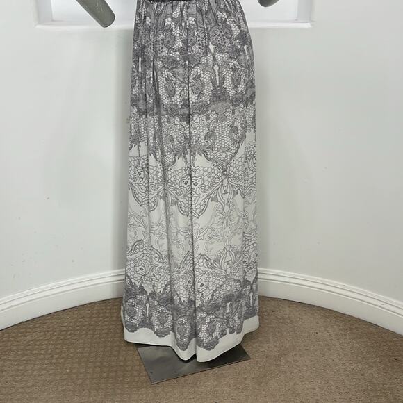 Bcbgmaxazria Amber Strapless Maxi Dress Party Cocktail White Gray Print  Size 2 - Picture 13 of 16